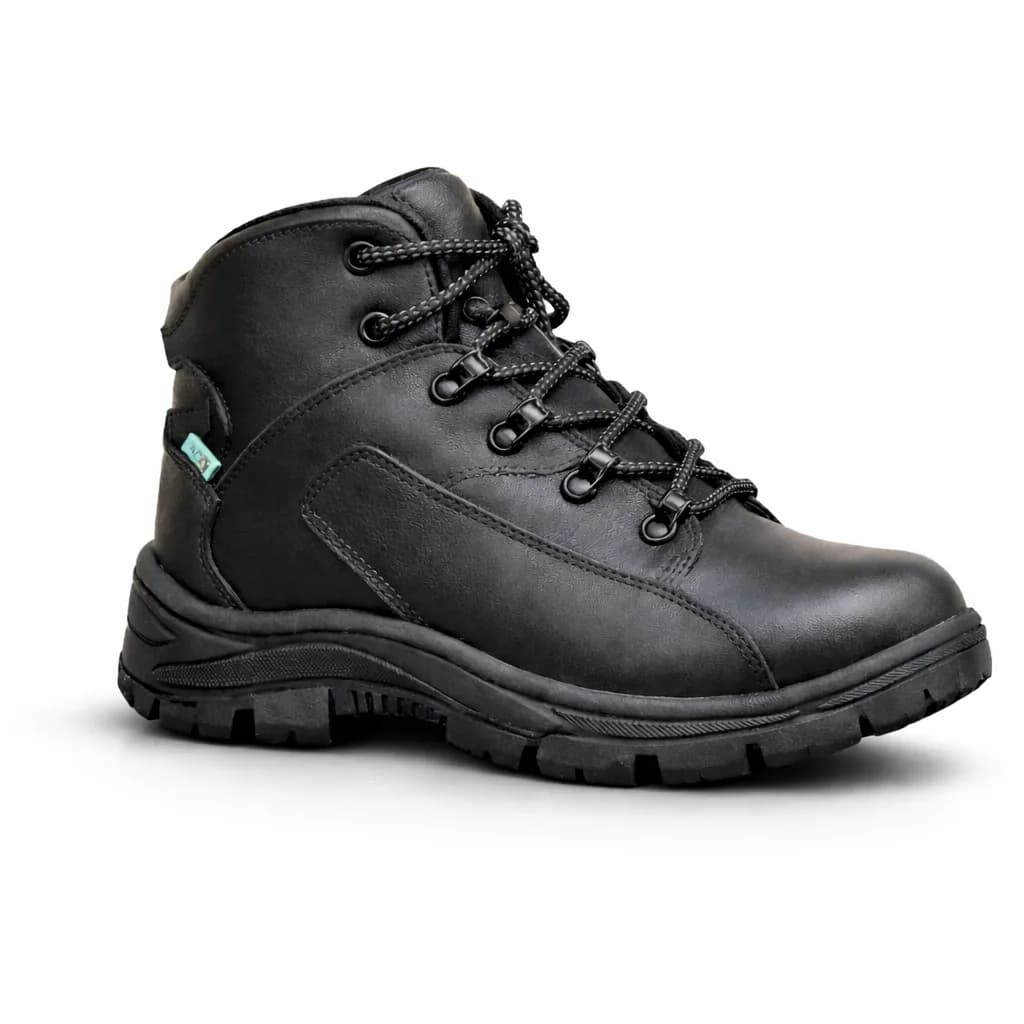 Bota Coturno em Couro Legítimo Preta BX66