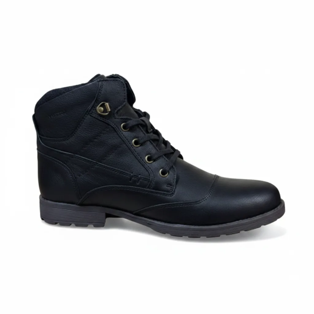 Bota Preta Unissex em Couro BX66 Cano Curto