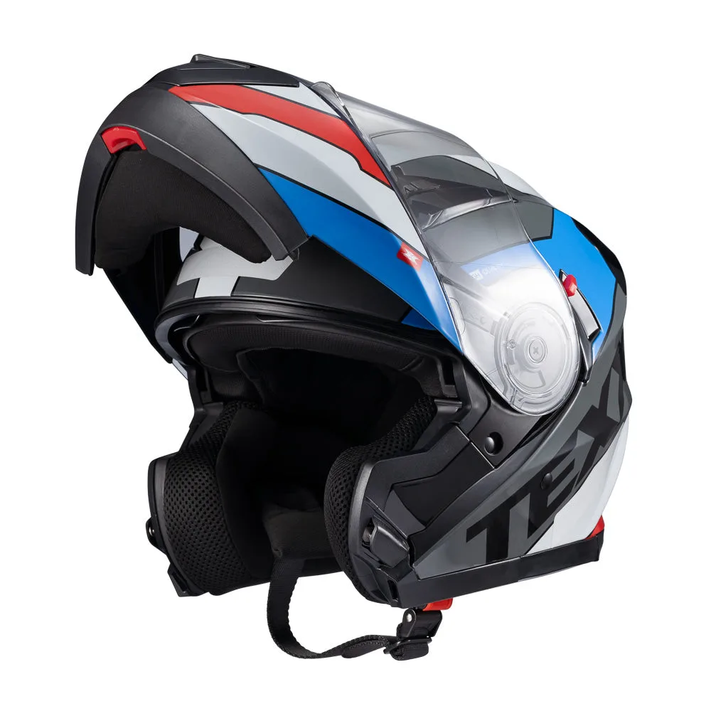 Capacete Texx Gladiator V3 Reisen Azul, Vermelho e Branco