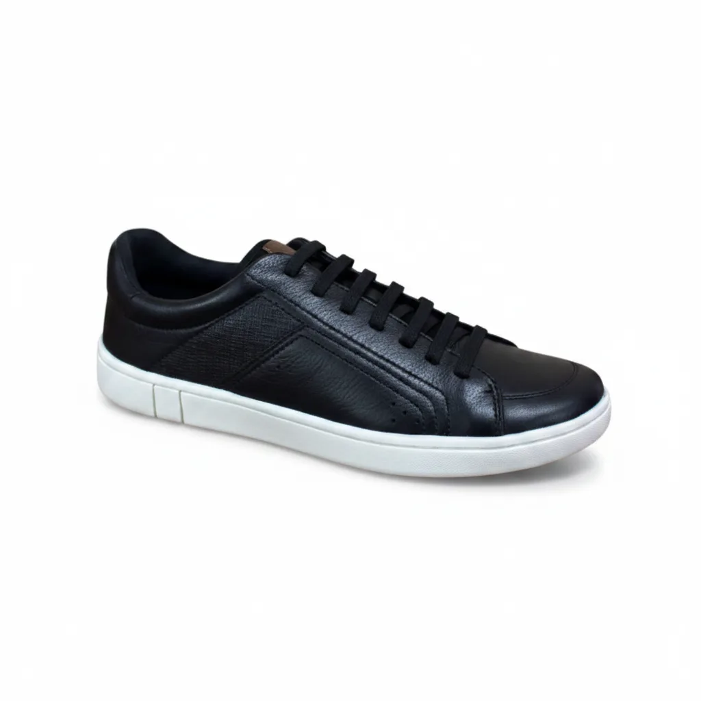 Sapatênis Preto em Couro BX66
